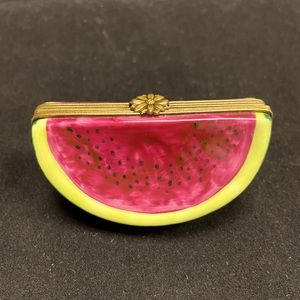 Peint Main Limoges Watermelon Slice Trinket Box